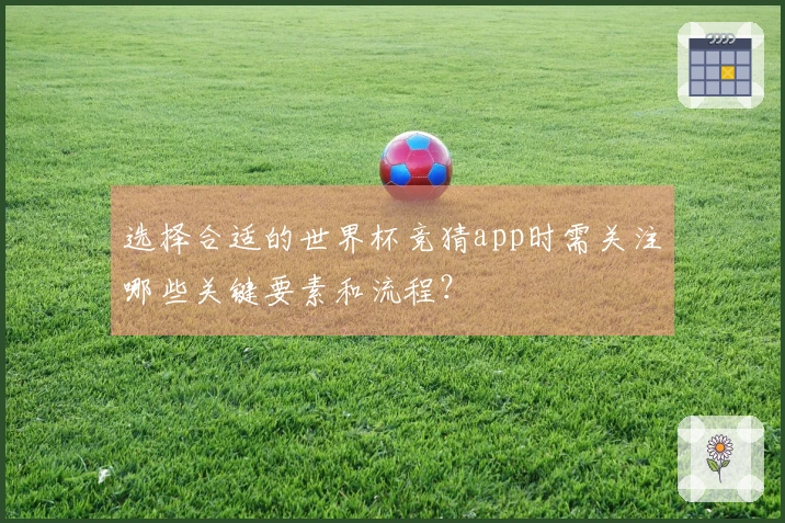 选择合适的世界杯竞猜app时需关注哪些关键要素和流程？